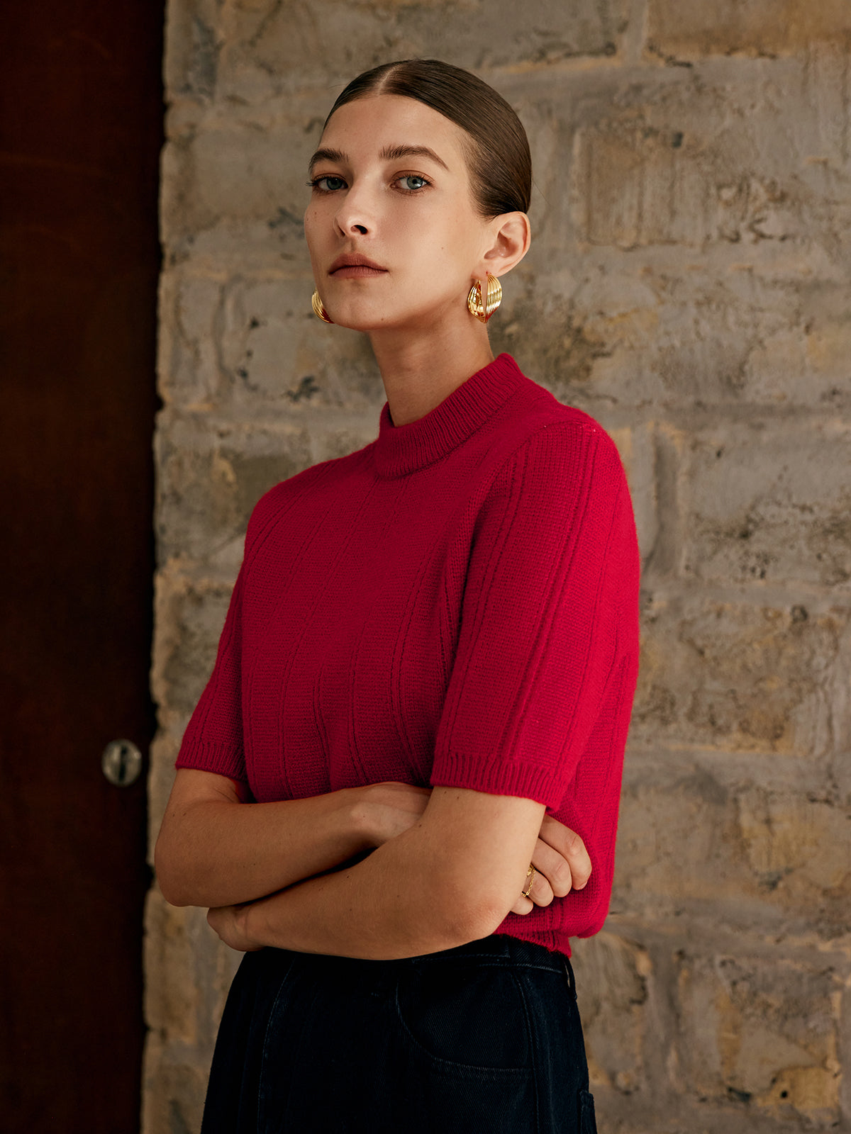 Pull À Manches Courtes Avec Col Montant Pour Femme | Idéal Pour Un Usage Quotidien