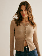 Cardigan Cintré à Col Rond avec Boutons sur le Devant pour Femme | Idéal pour le Quotidien