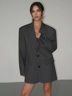 Blazer à coupe oversize avec revers classiques pour femmes | Idéal pour le bureau ou les sorties