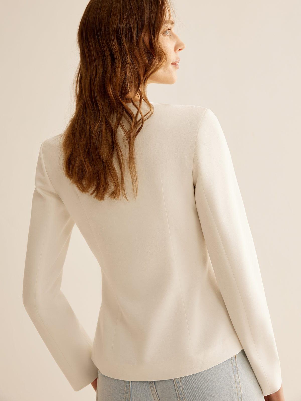 Blazer à Col V avec Boutons Décoratifs pour Femme | Idéal pour Le Travail Et Les Occasions Formelles