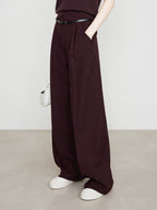 Pantalon Chino Bordeaux à Taille Haute pour Femme | Idéal pour le Travail ou les Sorties