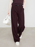 Pantalon Chino Bordeaux à Taille Haute pour Femme | Idéal pour le Travail ou les Sorties