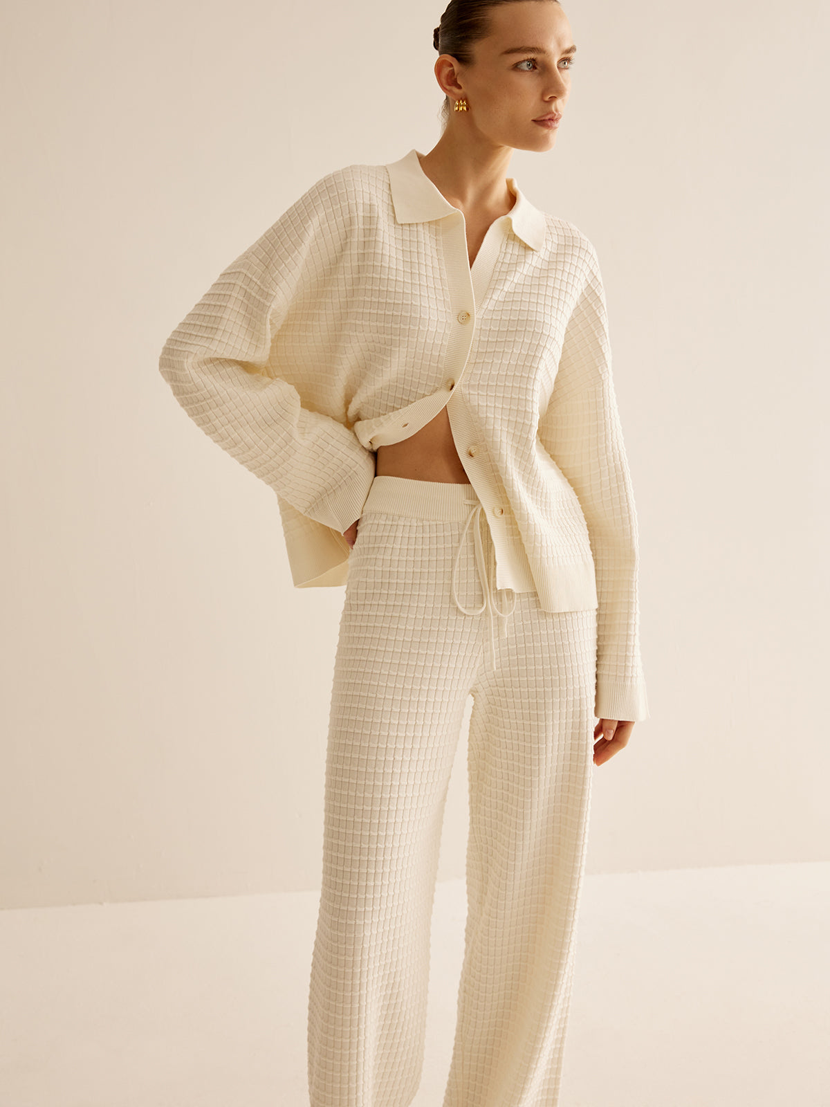 Ensemble Deux Pièces avec Texture Gaufrée pour Femme | Idéal pour les Journées Détente