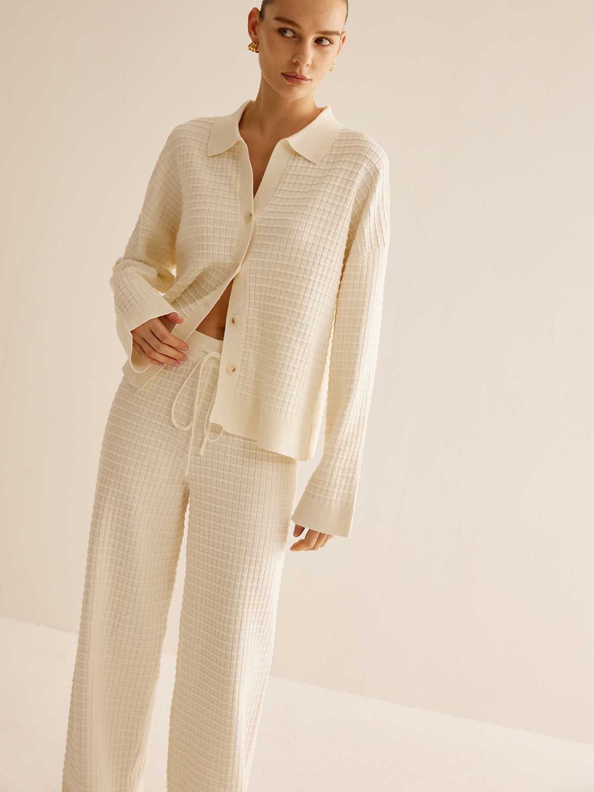 Ensemble Deux Pièces avec Texture Gaufrée pour Femme | Idéal pour les Journées Détente