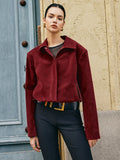 Veste Courte À Effet Velours Avec Fermeture Zippée Pour Femme | Idéale Pour La Mi-Saison Et Les Tenues Urbaines
