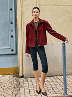 Veste Courte À Effet Velours Avec Fermeture Zippée Pour Femme | Idéale Pour La Mi-Saison Et Les Tenues Urbaines
