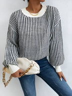 Pull À Manches Longues Avec Motif Contrasté Pour Femme | Idéal Pour Usage Quotidien