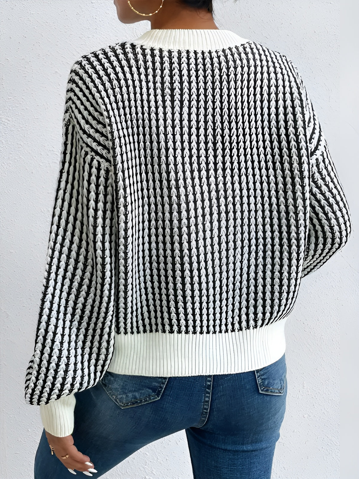 Pull À Manches Longues Avec Motif Contrasté Pour Femme | Idéal Pour Usage Quotidien