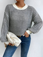 Pull À Manches Longues Avec Motif Contrasté Pour Femme | Idéal Pour Usage Quotidien