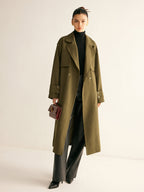 Trench Coat Long Avec Boutonnage Double Pour Femmes | Idéal Pour La Mi-Saison Et Les Tenues Quotidiennes