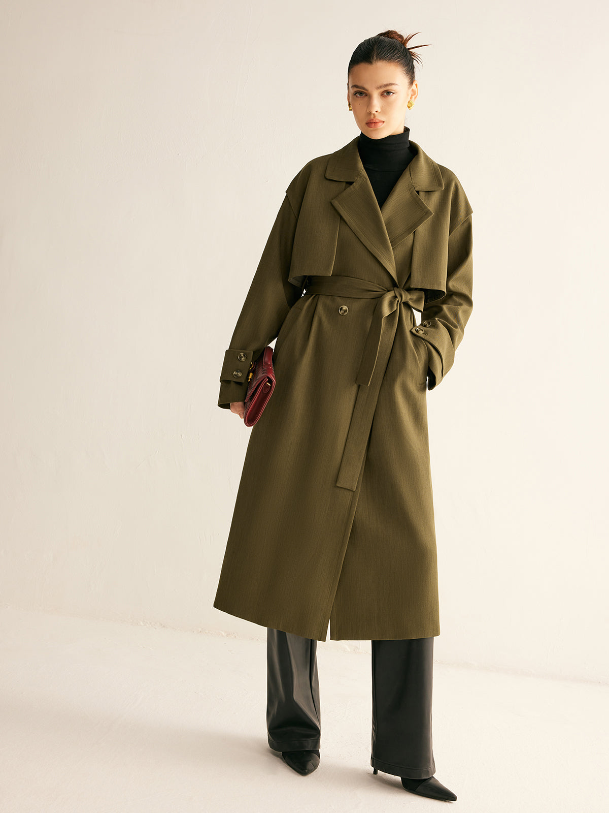 Trench Coat Long Avec Boutonnage Double Pour Femmes | Idéal Pour La Mi-Saison Et Les Tenues Quotidiennes