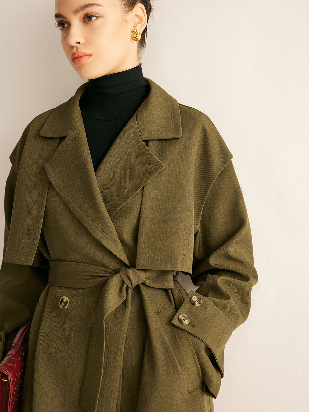 Trench Coat Long Avec Boutonnage Double Pour Femmes | Idéal Pour La Mi-Saison Et Les Tenues Quotidiennes