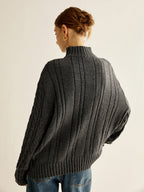 Pull Oversize À Maille Torsadée avec Col Montant pour Femmes | Idéal pour L’Hiver