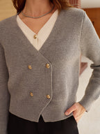 Cardigan Croisé À Col V Avec Boutons Pour Femmes | Idéal Pour Tenues Quotidiennes Et Superposition