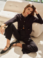 Cardigan À Coupe Droite Avec Boutons Décoratifs Pour Femme | Idéal Pour La Mi-Saison Et Le Bureau