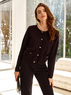 Cardigan À Coupe Droite Avec Boutons Décoratifs Pour Femme | Idéal Pour La Mi-Saison Et Le Bureau