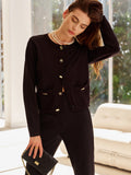 Cardigan À Coupe Droite Avec Boutons Décoratifs Pour Femme | Idéal Pour La Mi-Saison Et Le Bureau