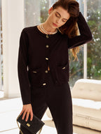 Cardigan À Coupe Droite Avec Boutons Décoratifs Pour Femme | Idéal Pour La Mi-Saison Et Le Bureau