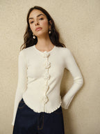 Cardigan Fleur Crochetée | Crème | Élégant et Romantique