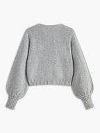 Cardigan Gris À Manches Bouffantes Pour Femmes | Idéal Pour Superposition