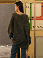 Pull Oversize À Col V Avec Finitions Côtelées Pour Femmes | Idéal Pour Tenues Quotidiennes