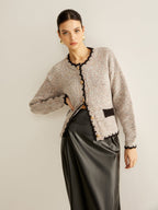 Cardigan En Tweed Avec Boutons Dorés Pour Femmes | Idéal Pour Tenues De Mi-Saison