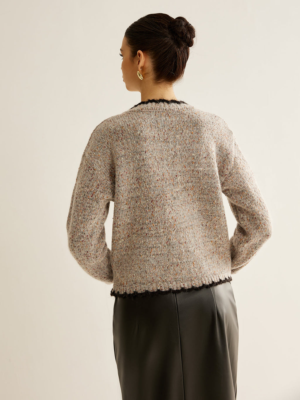 Cardigan En Tweed Avec Boutons Dorés Pour Femmes | Idéal Pour Tenues De Mi-Saison