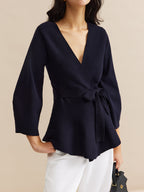 Blouse Portefeuille à Manches Bouffantes pour Femmes | Idéal pour Usage Quotidien et Occasions