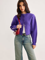 Cardigan À Boutons Avec Coutures Contrastantes Pour Femmes | Idéal Pour Tenues Quotidiennes