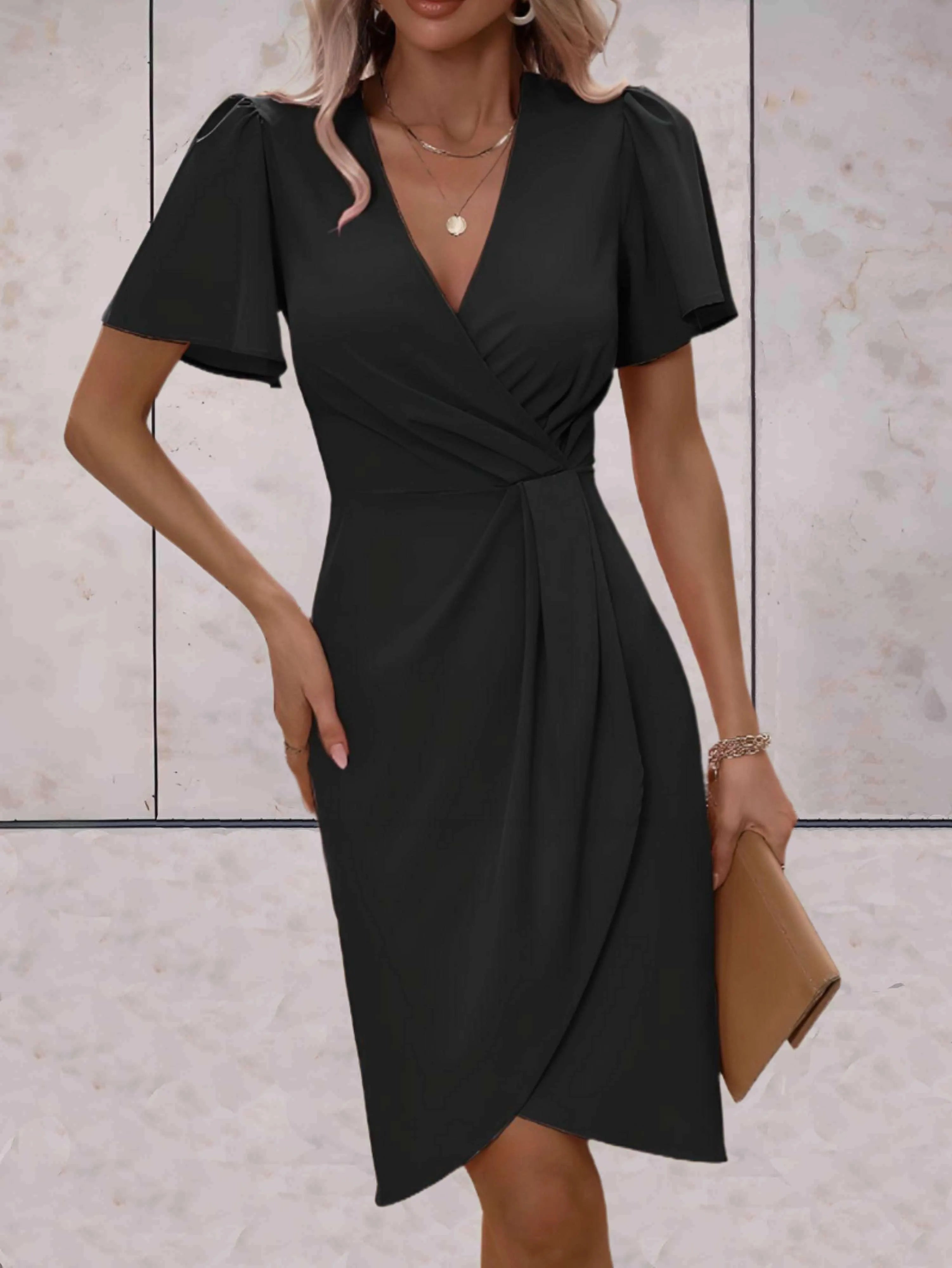 Robe Portefeuille Avec Col En V Pour Femme | Idéale Pour Occasions Et Usage Quotidien