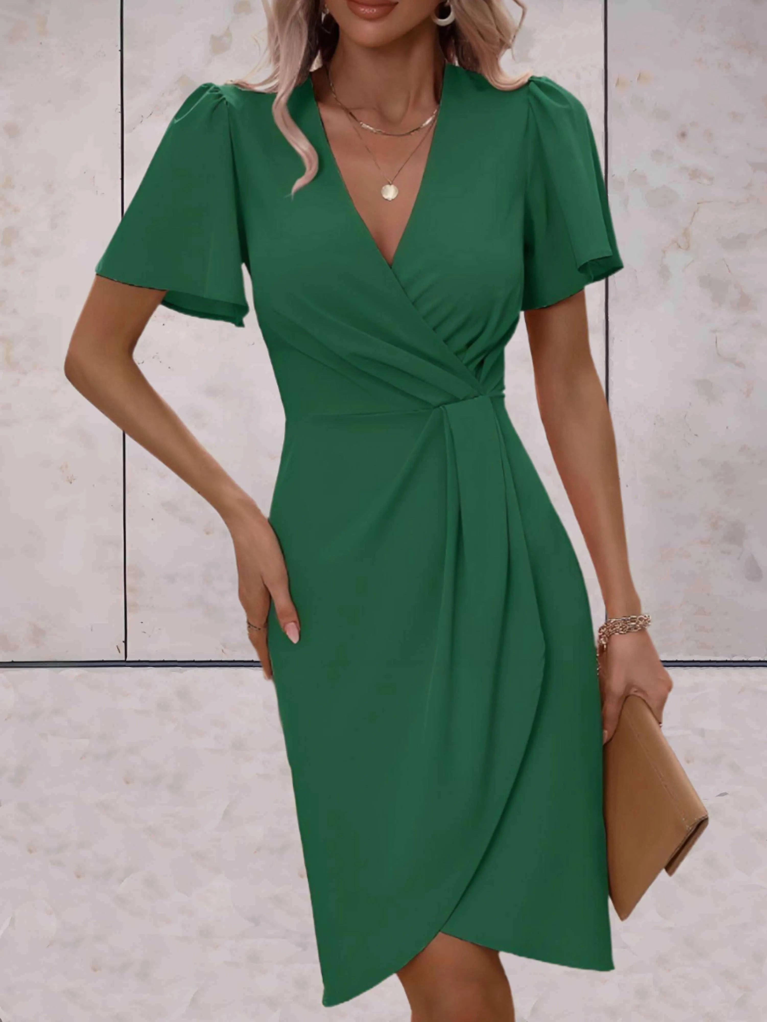 Robe Portefeuille Avec Col En V Pour Femme | Idéale Pour Occasions Et Usage Quotidien