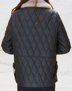Veste Matelassée avec Col Polo Imitation Fourrure pour Femme | Idéale pour La Saison Froide