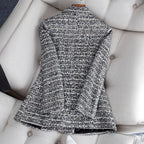 Blazer Long Cintré à Motif Carreaux pour Femme | Idéal pour le Travail et les Sorties