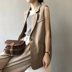 Blazer Sans Manches avec Fermeture à Bouton Unique pour Femme | Idéal pour Le Bureau Et Un Usage Quotidien
