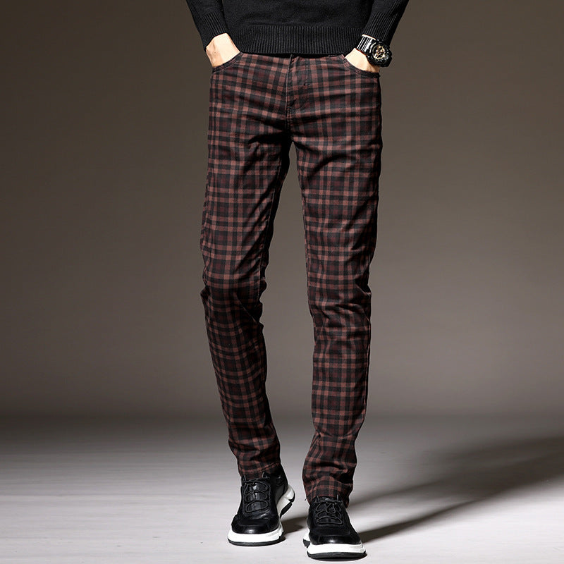 Pantalon À Carreaux avec Coupe Slim Contemporaine pour Adultes | Idéal pour L’Automne