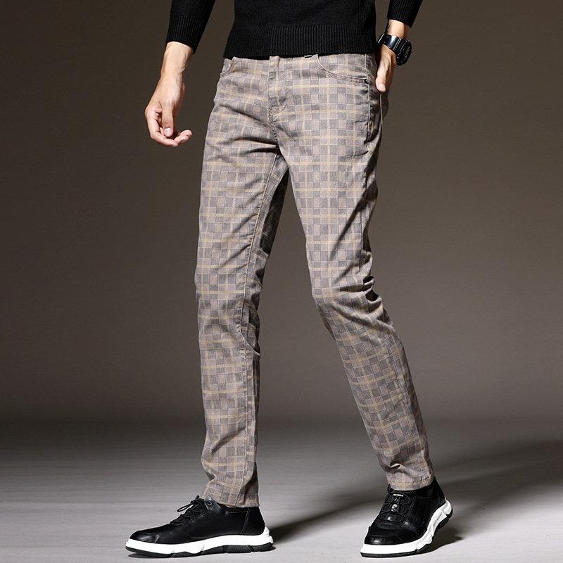Pantalon À Carreaux avec Coupe Slim Contemporaine pour Adultes | Idéal pour L’Automne
