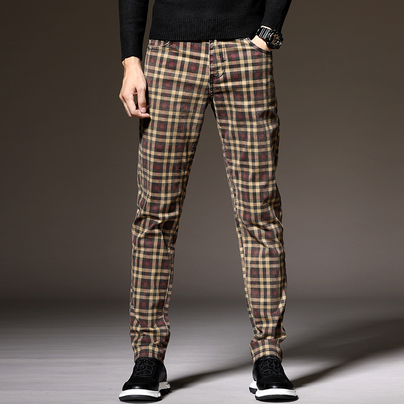 Pantalon À Carreaux avec Coupe Slim Contemporaine pour Adultes | Idéal pour L’Automne