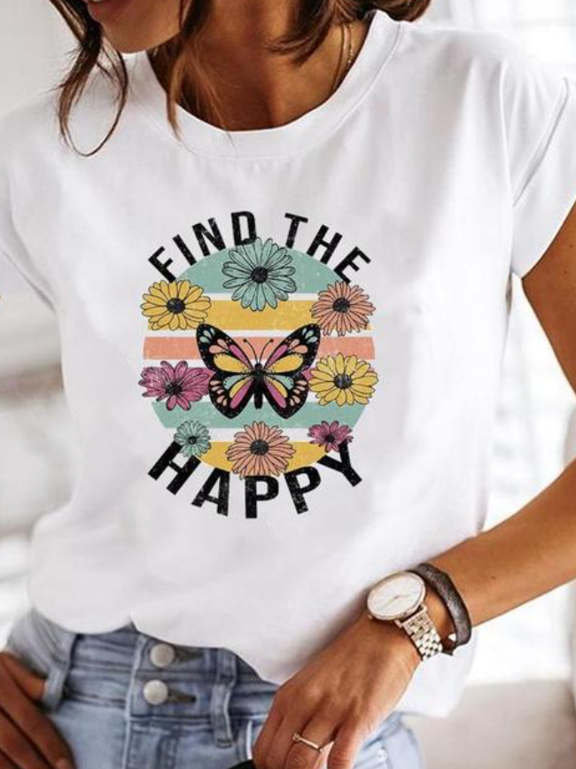 T-Shirt Imprimé à Coupe Décontractée pour Femme | Idéal pour un Usage Quotidien