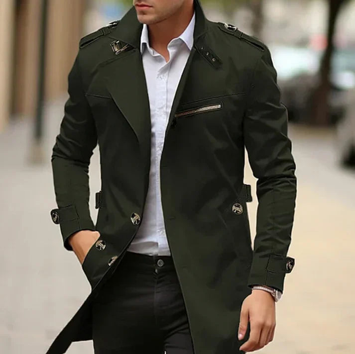 Trench-Coat Mi-Saison Avec Boutons Et Ceinture Pour Homme | Idéal Pour La Mi-Saison