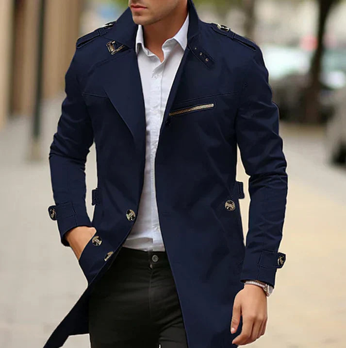 Trench-Coat Mi-Saison Avec Boutons Et Ceinture Pour Homme | Idéal Pour La Mi-Saison