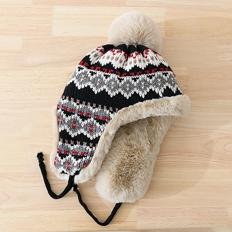 Bonnet d’Hiver avec Pompon et Cache-Oreilles pour Adultes | Idéal pour les Journées Froides