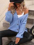Cardigan Ample Côtelé Avec Boutons Effet Bois Pour Femme | Idéal Pour Superposition