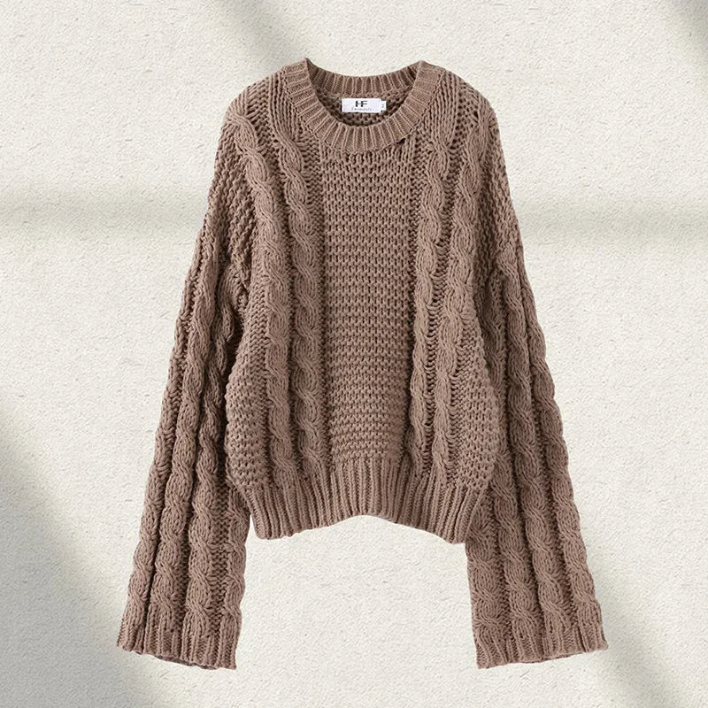 Pull À Col Rond En Maille Torsadée Pour Femmes | Idéal Pour Un Usage Quotidien