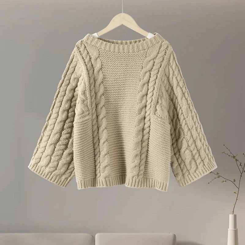 Pull À Col Rond En Maille Torsadée Pour Femmes | Idéal Pour Un Usage Quotidien