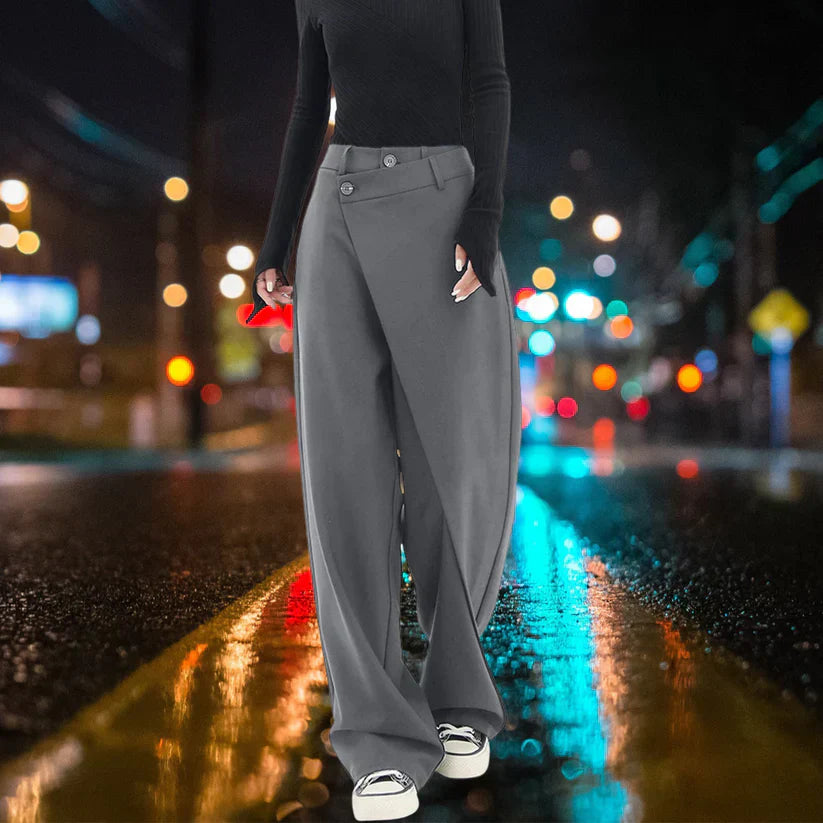 Pantalon Large Asymétrique pour Femme | Idéal pour le Travail et les Sorties