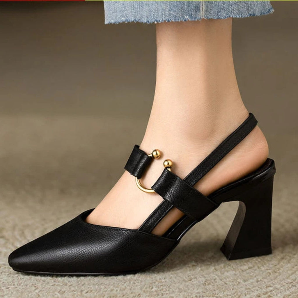 Escarpins Slingback À Bout Pointu Et Talon Bloc Pour Femmes | Idéal Pour Les Occasions Estivales