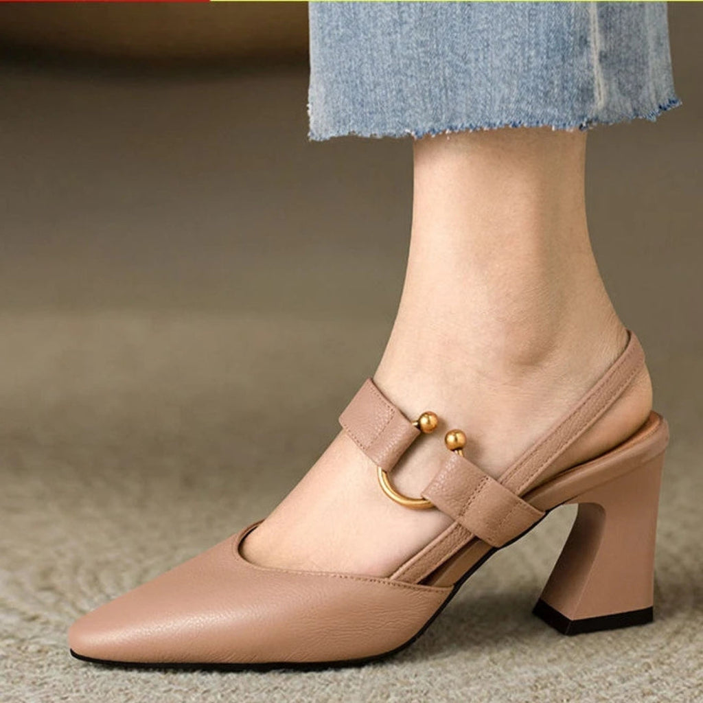Escarpins Slingback À Bout Pointu Et Talon Bloc Pour Femmes | Idéal Pour Les Occasions Estivales