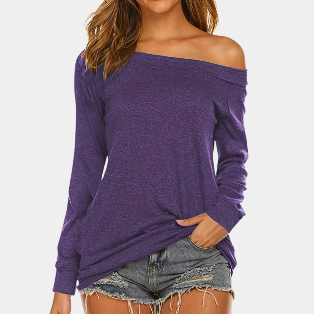 Blouse À Encolure Dégagée Et Manches Longues Pour Femme | Idéale Pour Un Usage Quotidien