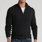 Pull Demi-Zip avec Maille Torsadée pour Hommes | Idéal pour la Mi-Saison