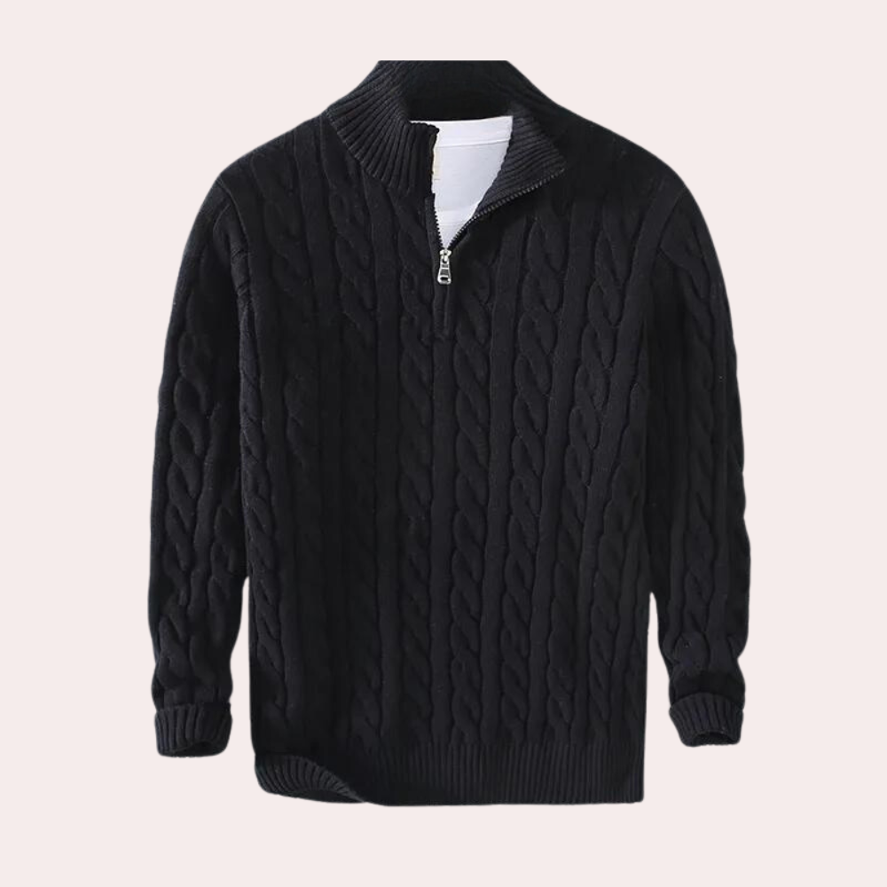 Pull Demi-Zip avec Maille Torsadée pour Hommes | Idéal pour la Mi-Saison